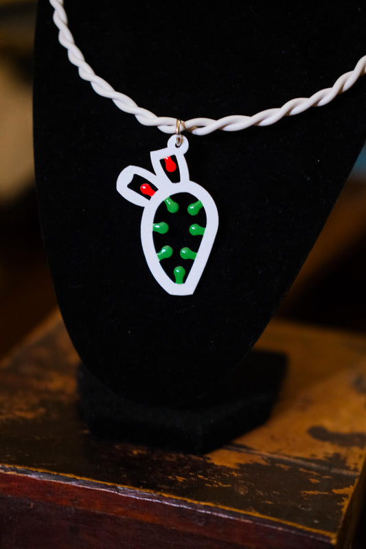 Ficodindia: Collana in legno a forma di Luminaria Salentina con collier rigido