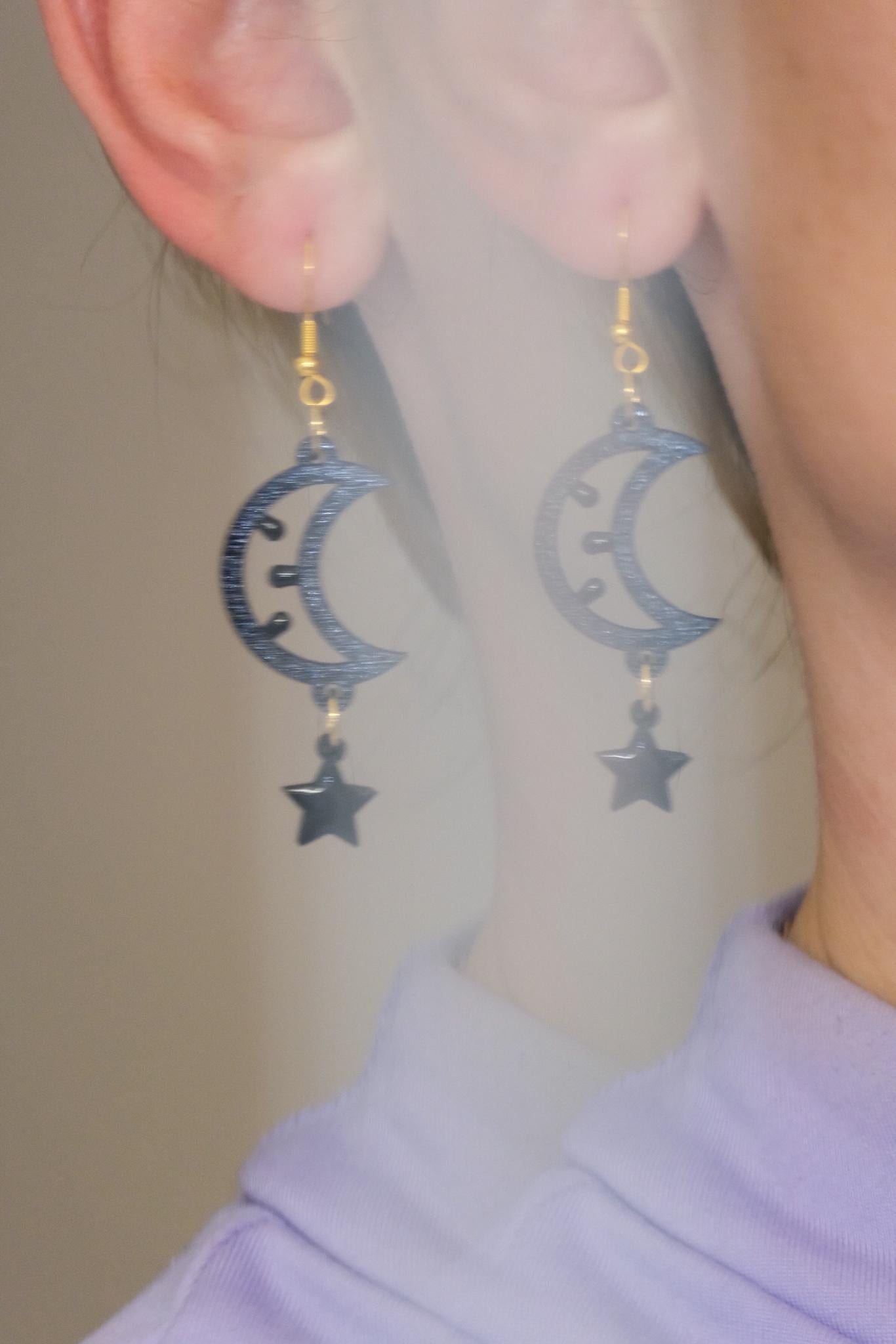 Mini Luminaria Luna nera: Orecchini in legno a forma di Luminaria Salentina