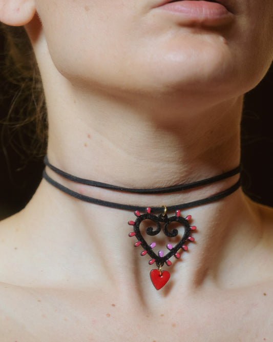 Collana Choker Cuore nero