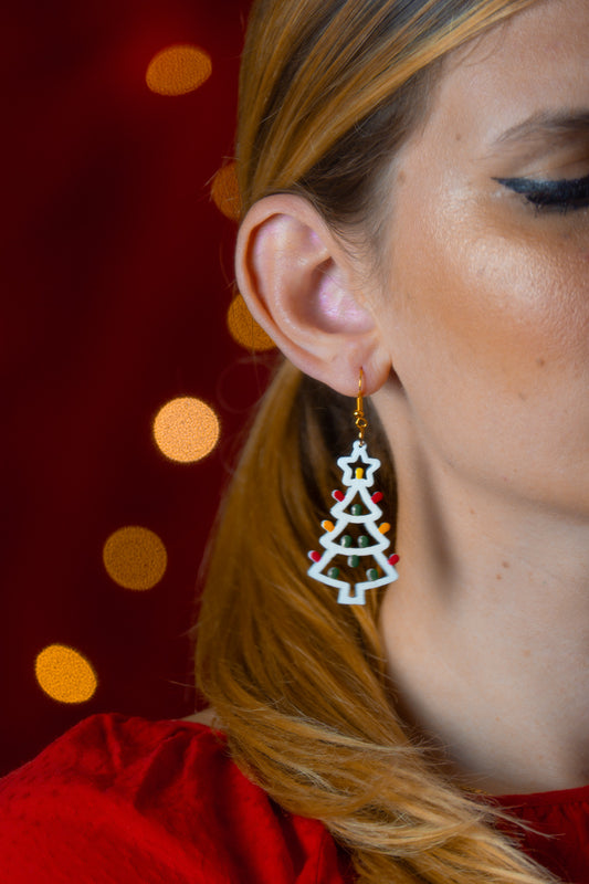 Albero di Natale: Orecchini in legno a forma di Luminaria Salentina