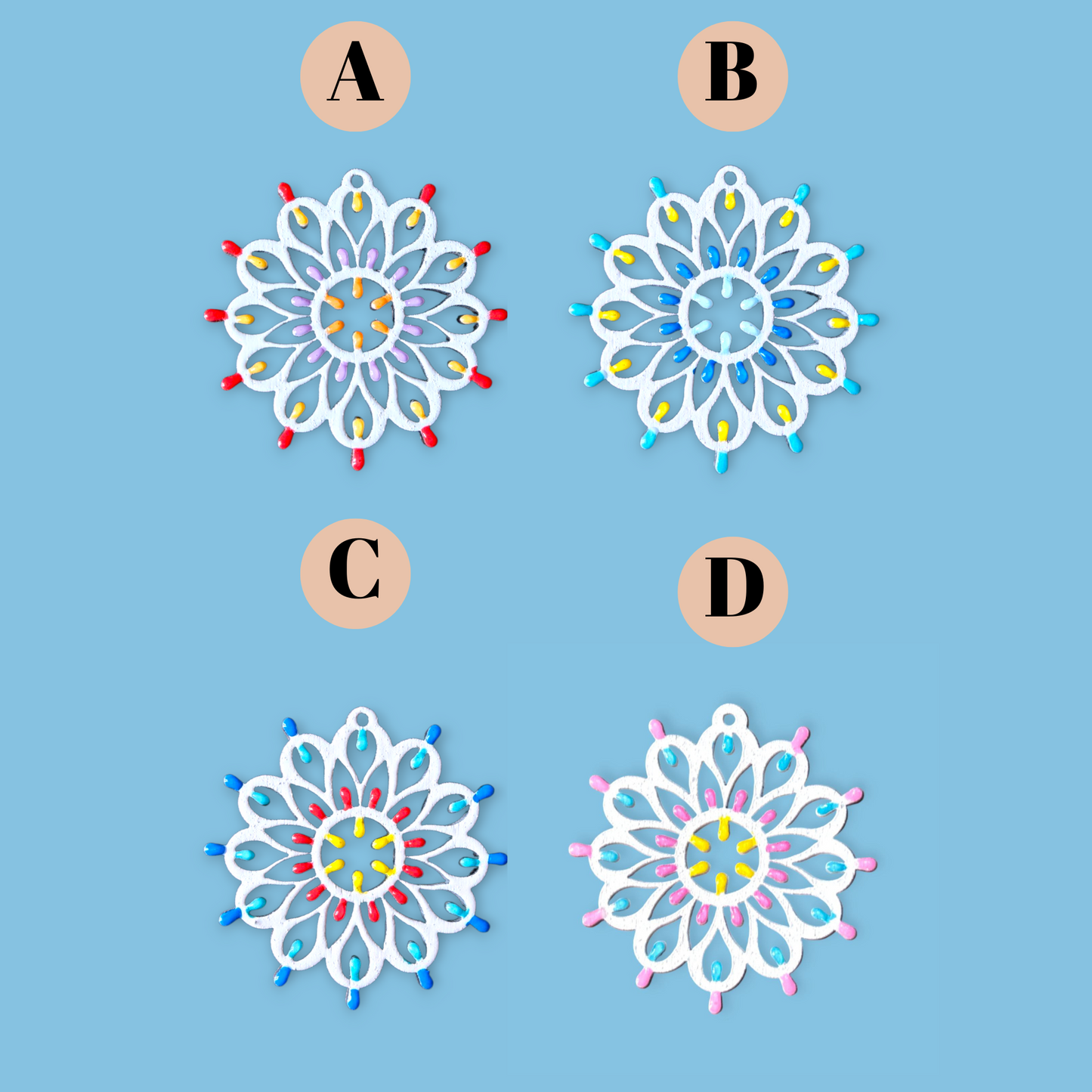 SET ROSONE OTRANTO: Collana e orecchini in legno a forma di Luminarie Salentine con collier rigido