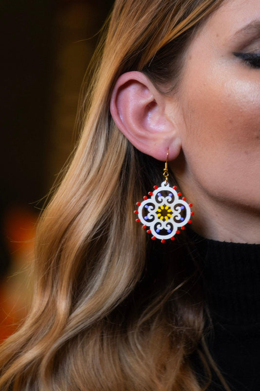 Rosoncino Barocco: Orecchini in legno a forma di Luminaria Salentina