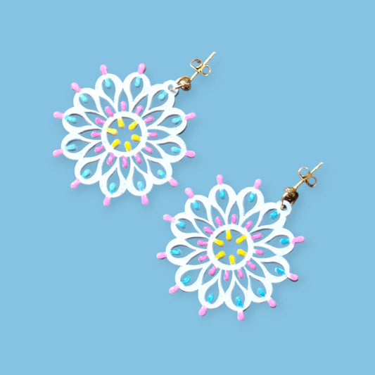 Rosone Otranto - Punto Luce: Orecchini in legno a forma di Luminaria Salentina con chiusura a perno