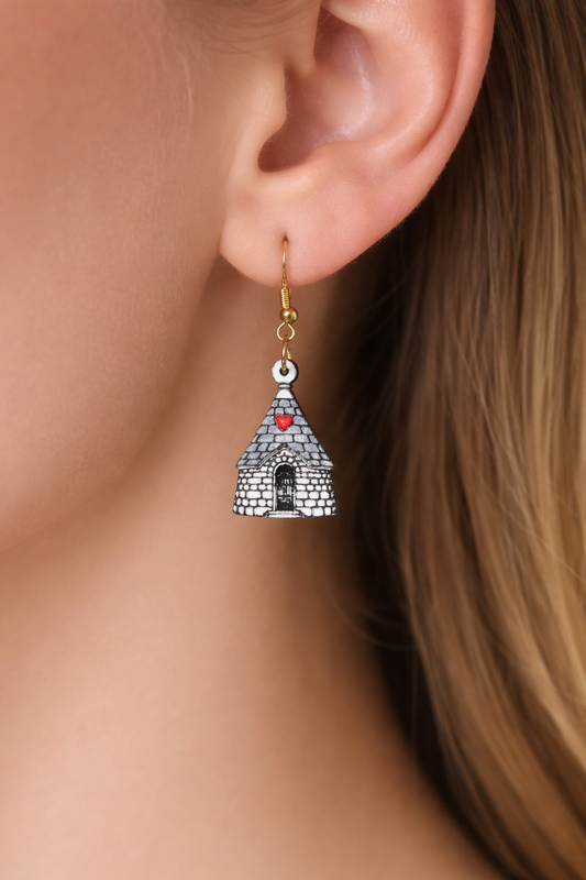 Trullo: orecchini e collana con pendenti in legno