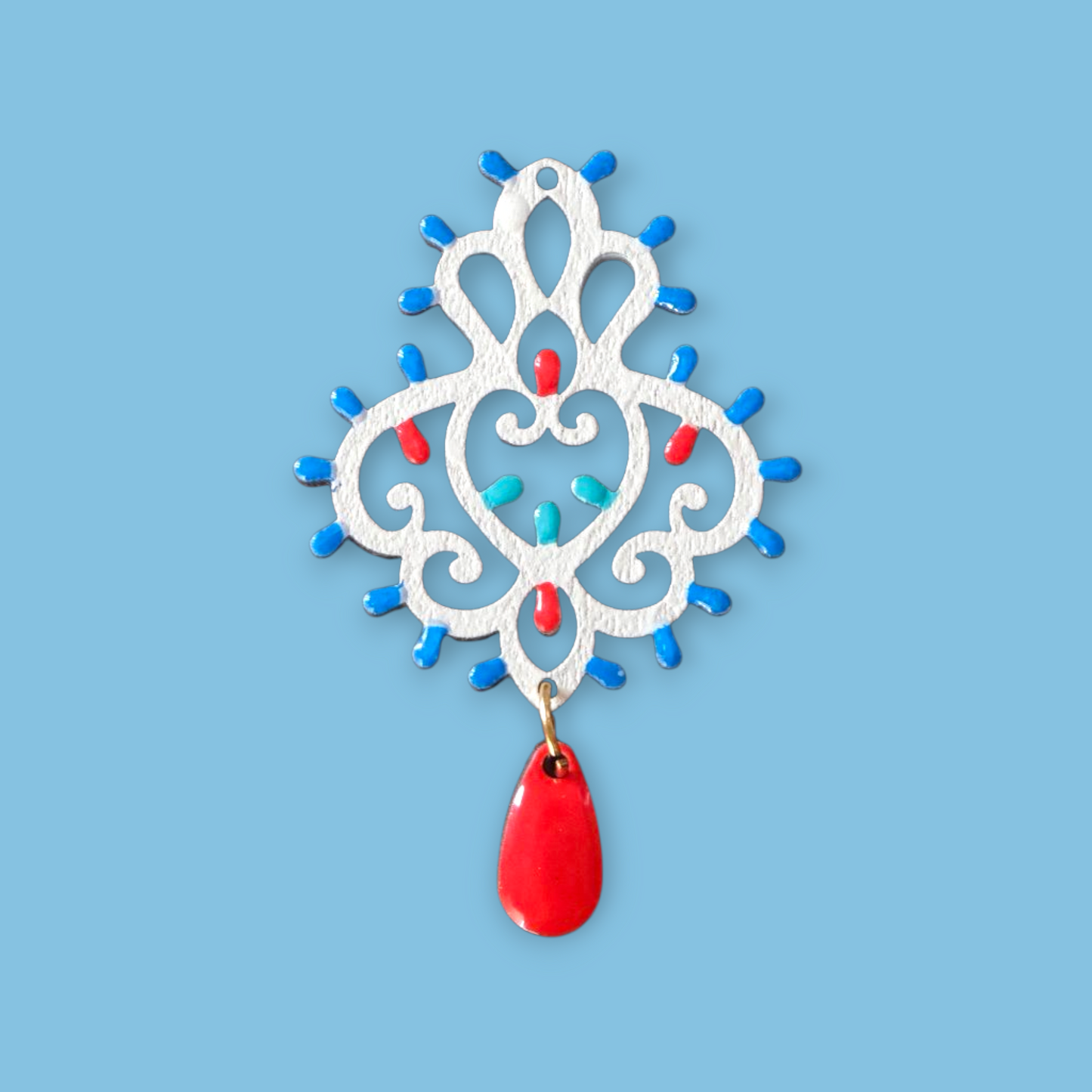 SET Barocchini: Collana e orecchini in legno a forma di Luminaria Salentina con collier rigido