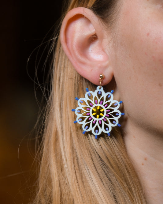 EDIZIONE LIMITATA Rosone Otranto: Orecchini in legno a forma di Luminaria Salentina con chiusura a perno