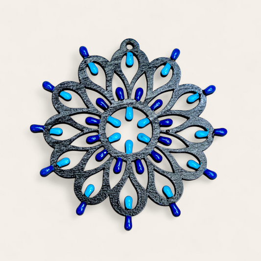 EDIZIONE LIMITATA Rosone Otranto nero: Collana in legno a forma di Luminaria Salentina con collier rigido