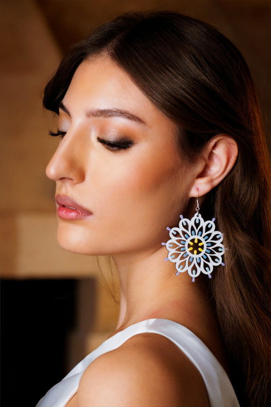 Rosone Otranto Grande: Orecchini in legno a forma di Luminaria Salentina