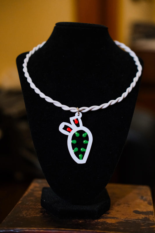 Ficodindia: Collana in legno a forma di Luminaria Salentina con collier rigido