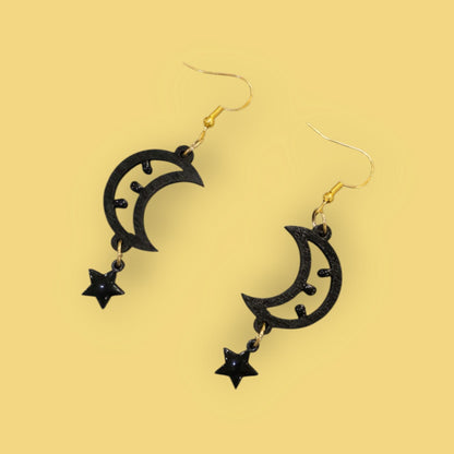 Mini Luminaria Luna nera: Orecchini in legno a forma di Luminaria Salentina
