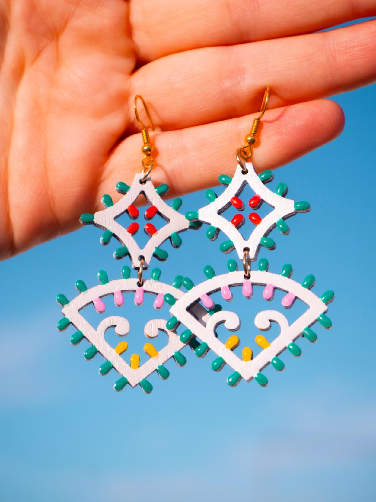 Luminaria Vintage: Orecchini in legno a forma di Luminaria Salentina