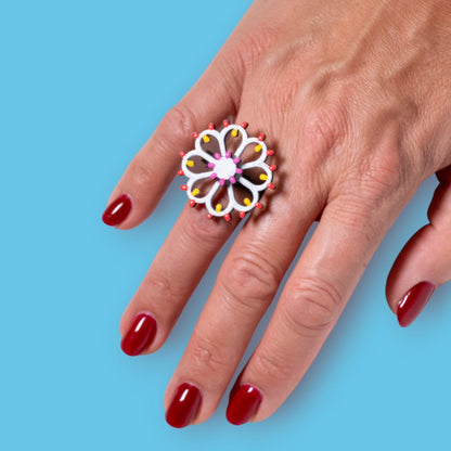 SET completo FIORE: Collana, orecchini e anello in legno Luminaria Rosone Fiore