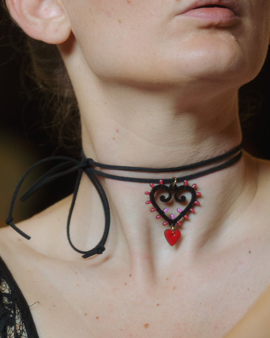 Collana Choker Cuore nero