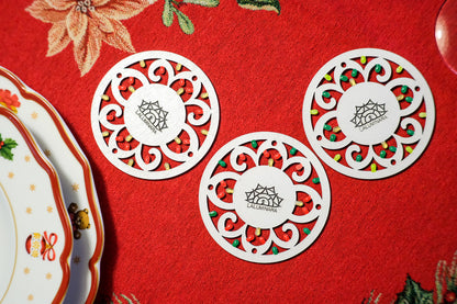 6/12 SOTTOBICCHIERI – Rosoni di Natale: sottobicchieri in legno a forma di Luminaria Salentina