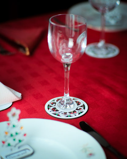 6/12 SOTTOBICCHIERI – Rosoni di Natale: sottobicchieri in legno a forma di Luminaria Salentina