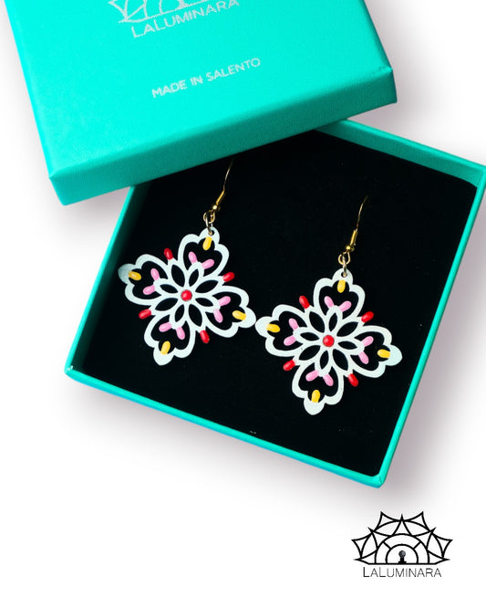 GRIKU: Orecchini in legno a forma di Luminaria Salentina