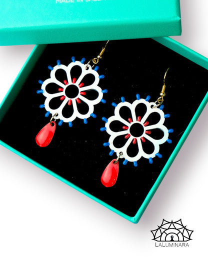 Rosone Margherita: Orecchini in legno a forma di Luminaria Salentina