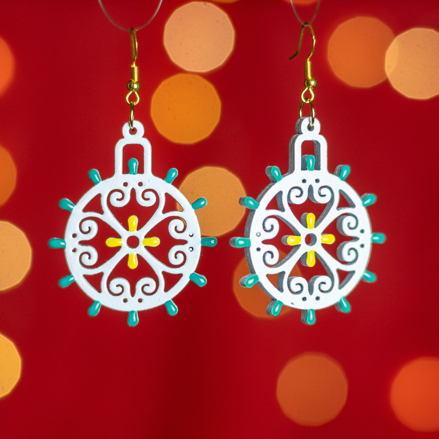 Pallina di Natale: Orecchini in legno a forma di Luminaria Salentina