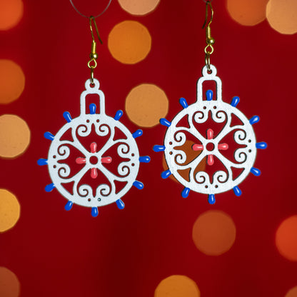 Pallina di Natale: Orecchini in legno a forma di Luminaria Salentina