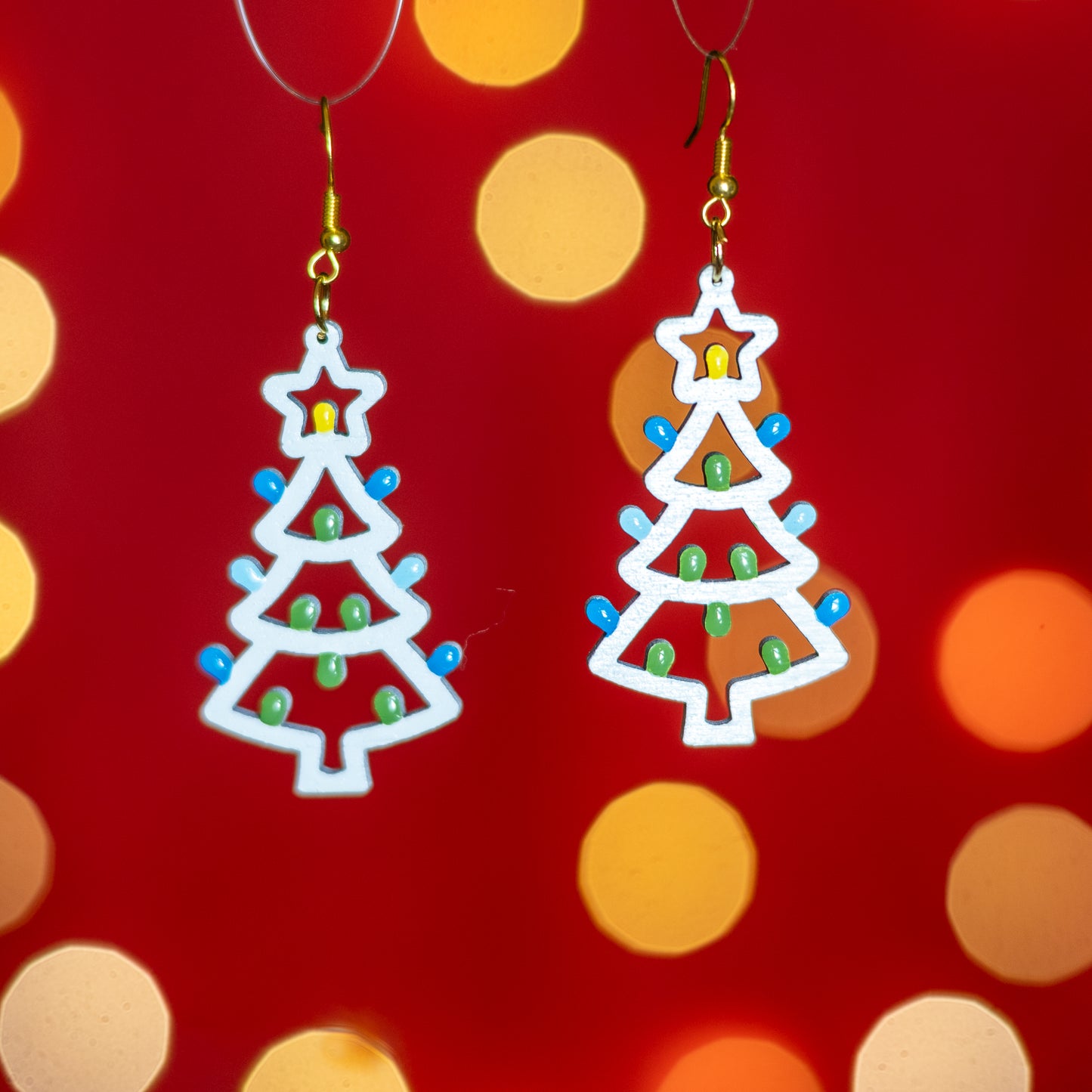 Albero di Natale: Orecchini in legno a forma di Luminaria Salentina