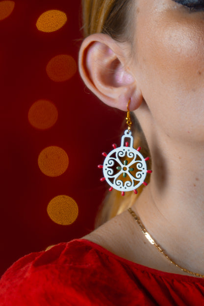 Pallina di Natale: Orecchini in legno a forma di Luminaria Salentina