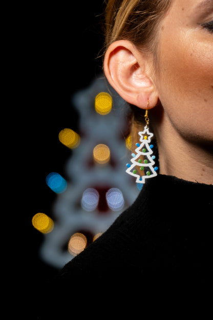 Albero di Natale: Orecchini in legno a forma di Luminaria Salentina