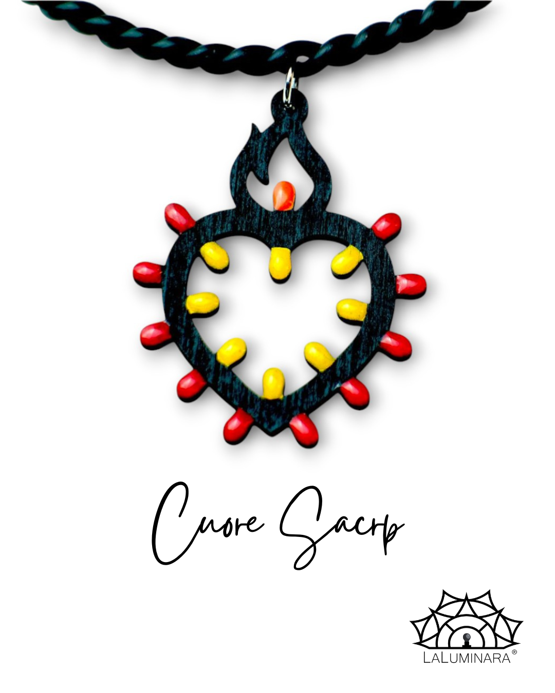 Cuore Sacro nero collana