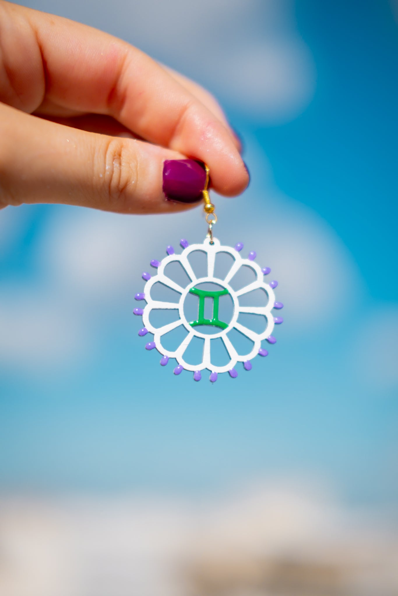 Zodiaco: Orecchini in legno a forma di Luminaria Salentina con segni zodiacali