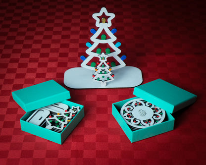 SET COMPLETO: Sottobicchieri + Segnaposto + Portatovaglioli in legno a forma di Luminaria Salentina