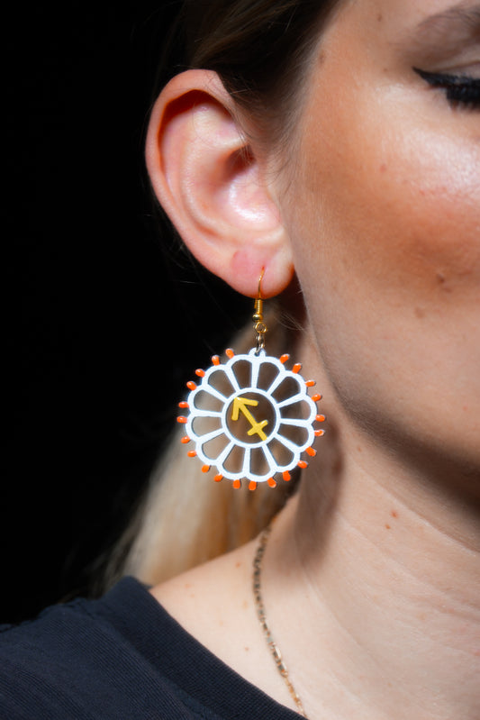 Zodiaco: Orecchini in legno a forma di Luminaria Salentina con segni zodiacali