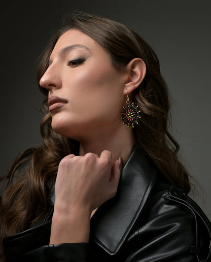 Rosone Otranto nero: Orecchini in legno a forma di Luminaria Salentina