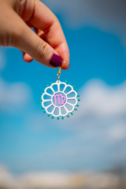 Zodiaco: Orecchini in legno a forma di Luminaria Salentina con segni zodiacali