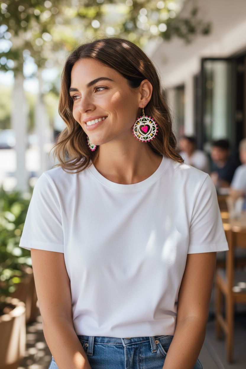 Rosone Tamburello: Orecchini in legno a forma di Luminaria Salentina