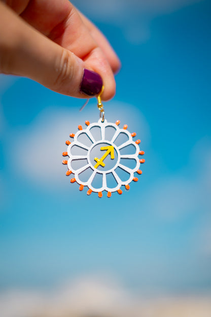 Zodiaco: Orecchini in legno a forma di Luminaria Salentina con segni zodiacali