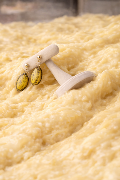 SET Pasticciotto: Orecchini e Collana Choker con pendente in legno