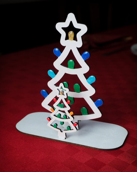 PORTATOVAGLIOLI – “Il Grande Albero Luminoso”: centrotavola in legno a forma di Luminaria Salentina