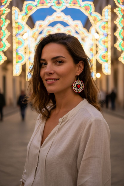 Rosone Tamburello: Orecchini in legno a forma di Luminaria Salentina