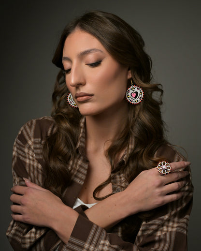 Rosone Tamburello: Orecchini in legno a forma di Luminaria Salentina