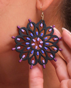 Large Otranto Black Rose Window: Salento Luminaria-shaped wooden earrings