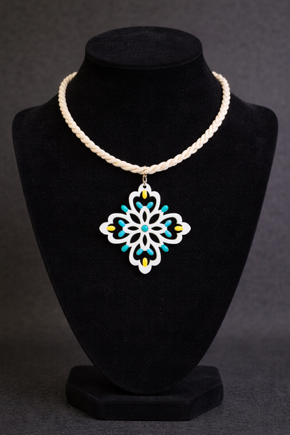 GRIKU: Collana in legno a forma di Luminaria Salentina con collier rigido