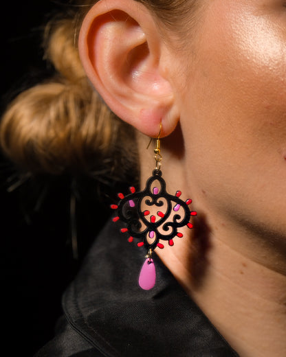 EDIZIONE LIMITATA Barocchini corti: Orecchini in legno a forma di Luminaria Salentina