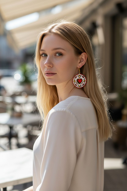 Rosone Tamburello: Orecchini in legno a forma di Luminaria Salentina