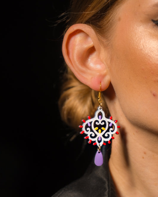 EDIZIONE LIMITATA Barocchini corti: Orecchini in legno a forma di Luminaria Salentina