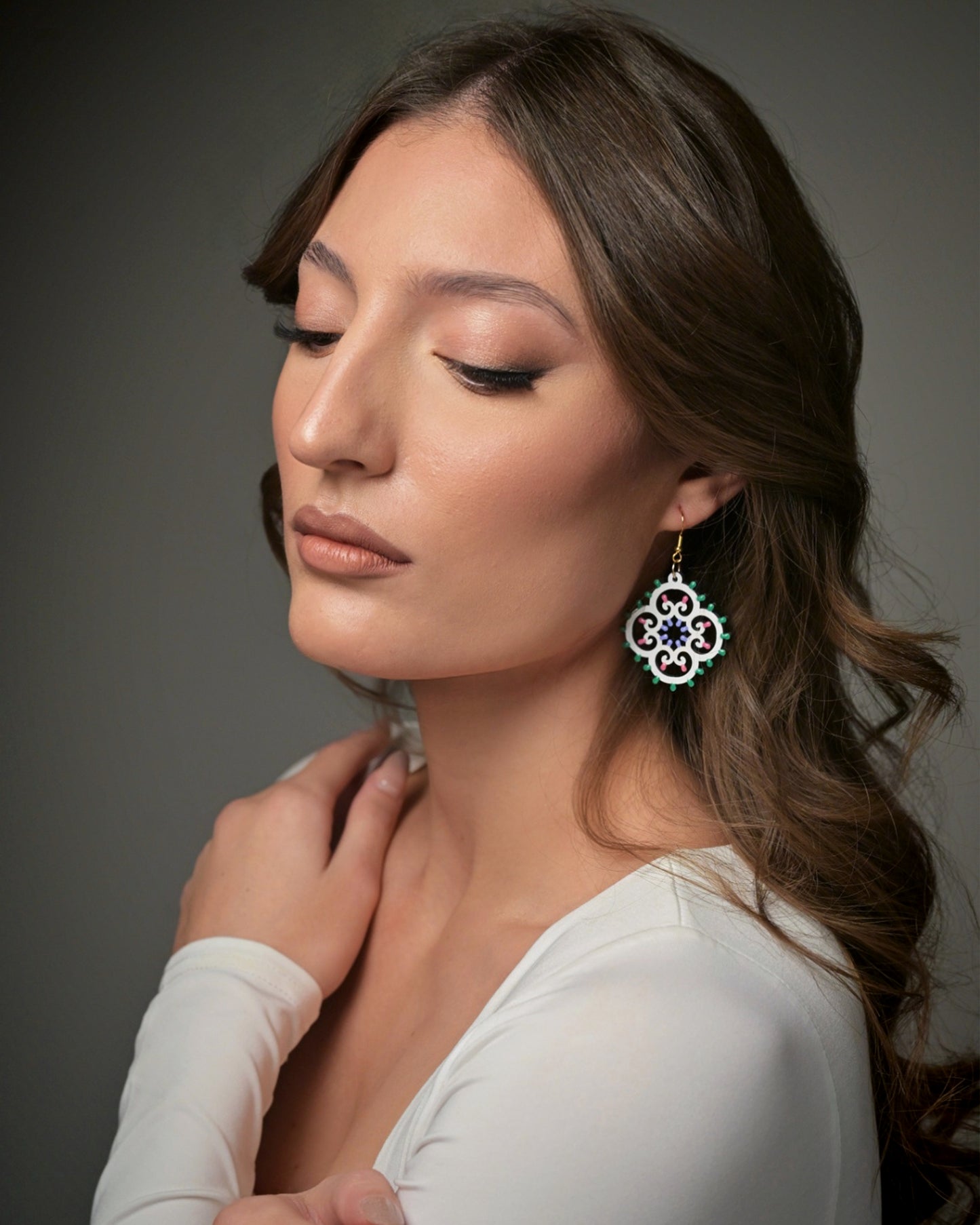 Rosoncino Barocco: Orecchini in legno a forma di Luminaria Salentina