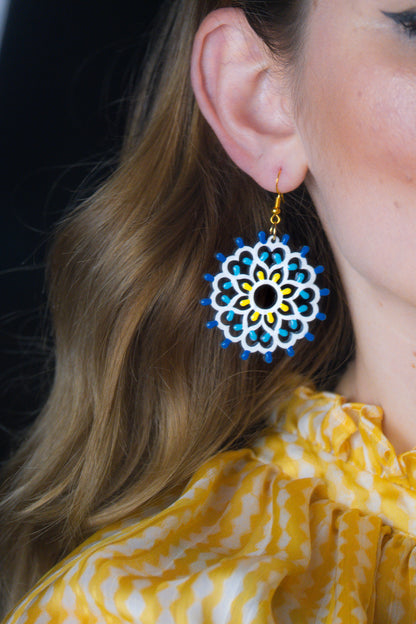 Rosone Jentu: Orecchini in legno a forma di Luminaria Salentina